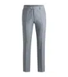 Hugo Boss Slim-fit Trousers In Striped Wool And Linen In Blue