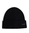 Hugo Boss Ribbed Beanie Hat In Responsible Virgin Wool In Black