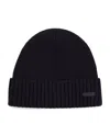 Hugo Boss Ribbed Beanie Hat In Responsible Virgin Wool In Blue