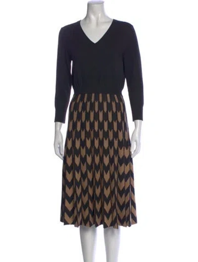 Pre-owned Hugo Boss Virgin Wool Midi Length Dress In Black