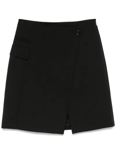 Hugo Boss Virgin Wool Mini Skirt In 黑色