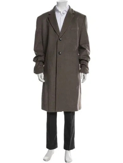 Pre-owned Hugo Boss Virgin Wool Overcoat In Brown