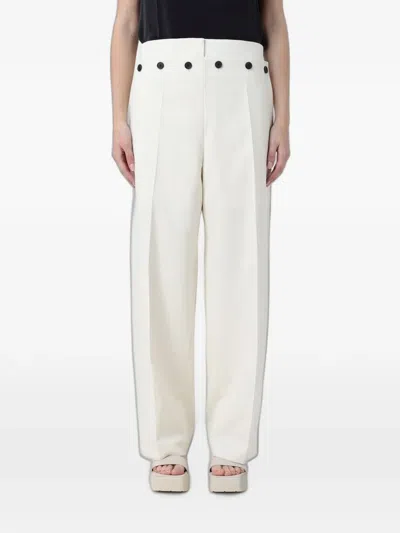 Hugo Boss Virgin Wool Palazzo Pants In White