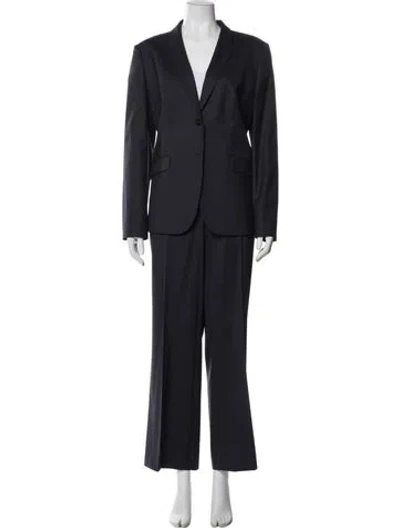 Pre-owned Hugo Boss Virgin Wool Pantsuit In Blue