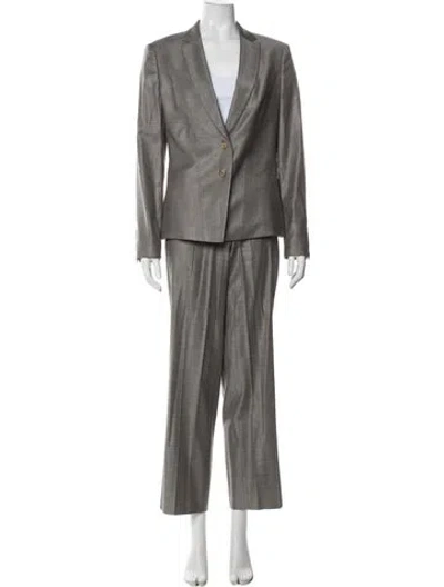 Pre-owned Hugo Boss Virgin Wool Pantsuit In Gray