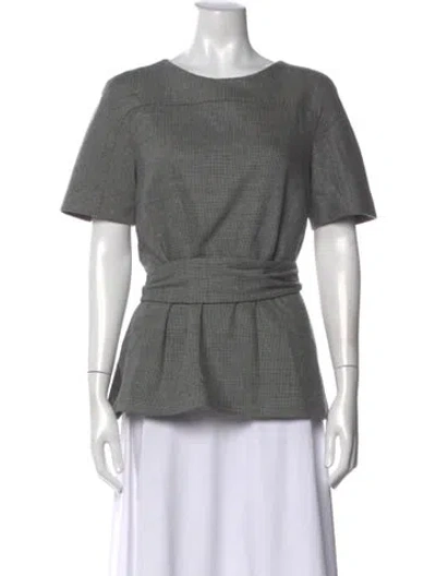 Pre-owned Hugo Boss Virgin Wool Patterned Top In Gray