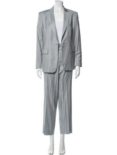Pre-owned Hugo Boss Virgin Wool Plaid Print Pantsuit In Gray