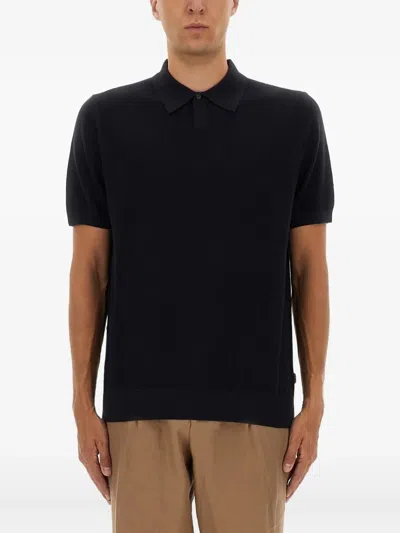 Hugo Boss Boss Camel Merino Wool Polo Shirt In Black