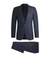 Hugo Boss Regular-fit Suit In Checked Stretch Wool In Blue