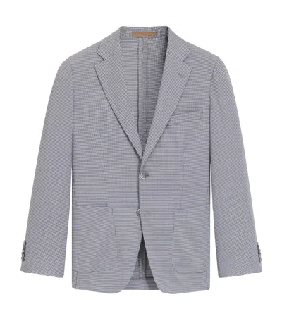 Hugo Boss Virgin Wool-silk Slim Fit Blazer In Gray