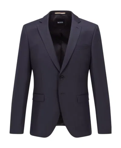 Hugo Boss Virgin-wool Single-breasted Blazer In Black