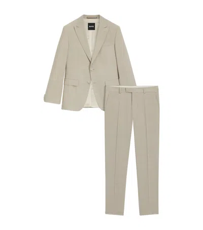 Hugo Boss Virgin Wool Slim 2-piece Suit In Neutral