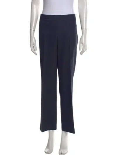 Pre-owned Hugo Boss Virgin Wool Straight Leg Pants In Blue