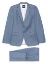 Hugo Boss Boss Huge Slim Fit Blue Microcheck Wool Suit In Blue