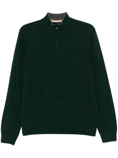 Hugo Boss Virgin Wool Sweater In Green