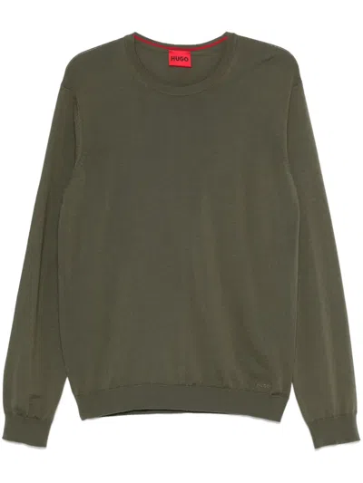 Hugo Boss Virgin Wool Sweater In Green