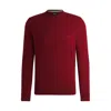Hugo Boss Virgin-wool Sweater With Embroidered Logo In Red