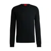 Hugo Boss Virgin-wool Sweater With Embroidered Logo In Black