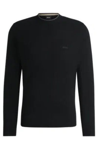 HUGO BOSS VIRGIN-WOOL SWEATER WITH EMBROIDERED LOGO