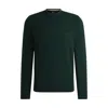 Hugo Boss Virgin-wool Sweater With Embroidered Logo In Green