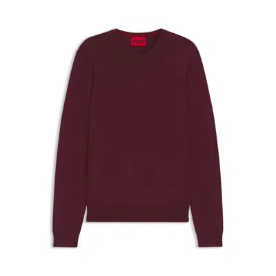 Hugo Boss Virgin-wool Sweater With Embroidered Logo In Red