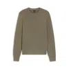 Hugo Boss Slim-fit Sweater In Merino Wool With Crew Neckline In Green