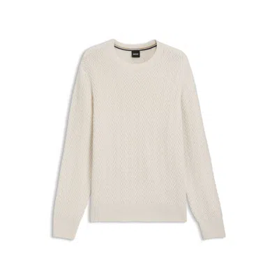 HUGO BOSS VIRGIN-WOOL SWEATER WITH HERRINGBONE STRUCTURE