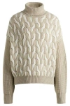 Hugo Boss Virgin-wool Sweater With Two-tone Cable Structure In White