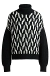 Hugo Boss Virgin-wool Sweater With Two-tone Cable Structure In Arena