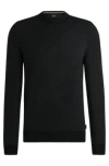 Hugo Boss Virgin-wool Sweater With Two-tone Jacquard Pattern In Black