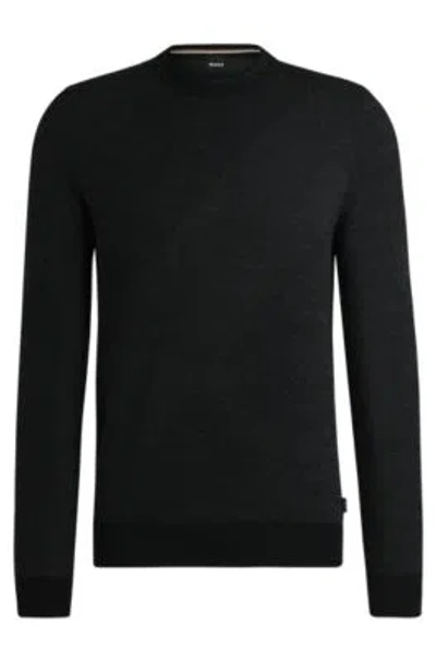 Hugo Boss Virgin-wool Sweater With Two-tone Jacquard Pattern In Black