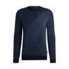 Hugo Boss Virgin-wool Sweater With Two-tone Jacquard Pattern In Blue