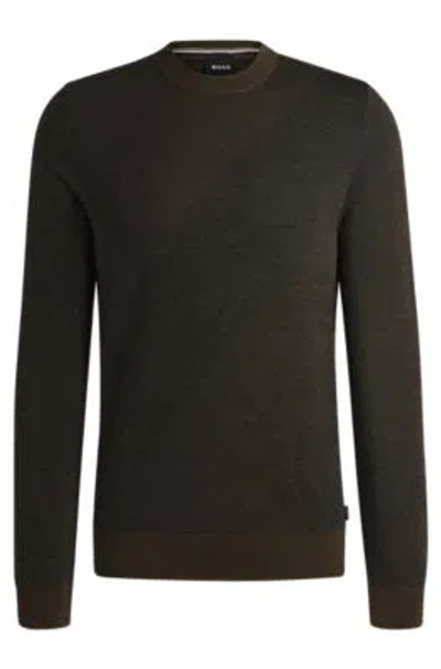 Hugo Boss Virgin-wool Sweater With Two-tone Jacquard Pattern In Light Green