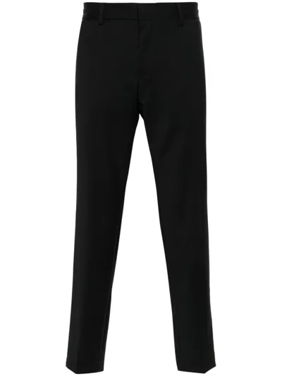 Hugo Boss Virgin-wool Trousers In Black