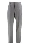 Hugo Boss Slim-fit Trousers In Striped Wool And Linen In Grey