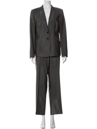 Pre-owned Hugo Boss Virgin Wool Tweed Pattern Pant Set In Gray