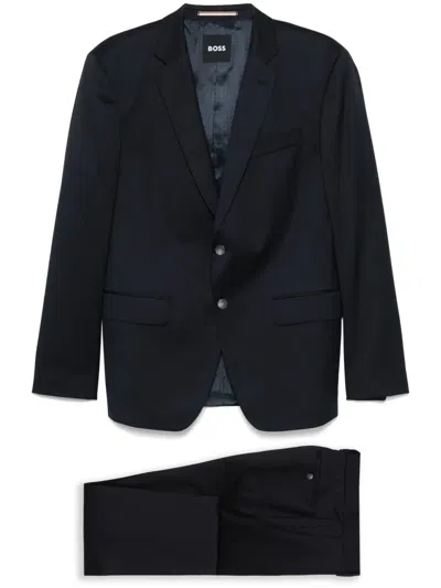 Hugo Boss Virgin Wool Twill Suit In ブルー