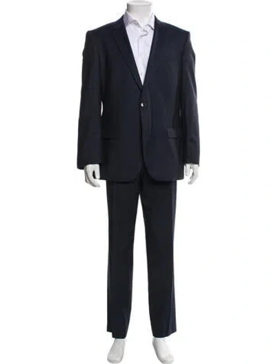 Pre-owned Hugo Boss Virgin Wool Two-piece Suit In Blue