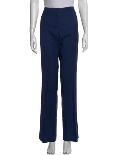 Pre-owned Hugo Boss Virgin Wool Wide Leg Pants In Blue