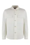 Hugo Boss Button-up Jacket In Herringbone Linen And Silk In White