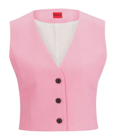 Hugo Boss Vneck Cropped Waistcoat In Pink