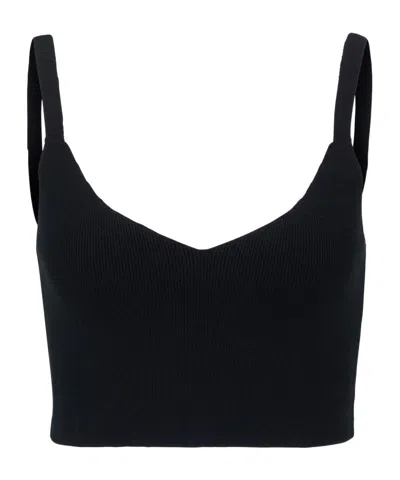 Hugo Boss Vneck Knit Cropped Camisole In Black