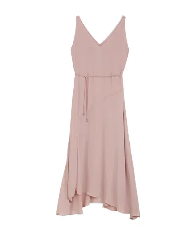 Hugo Boss V-neck Slip Dress In Crepe De Chine In Pink