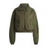 Hugo Boss Voluminous Jacket In Cotton Poplin In Green