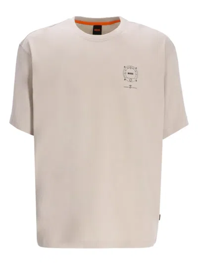 Hugo Boss Voyage Logo-print Cotton T-shirt In Neutral