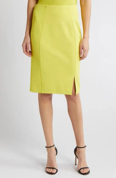 Hugo Boss Vukeva Midi Pencil Skirt In Tennis Yellow