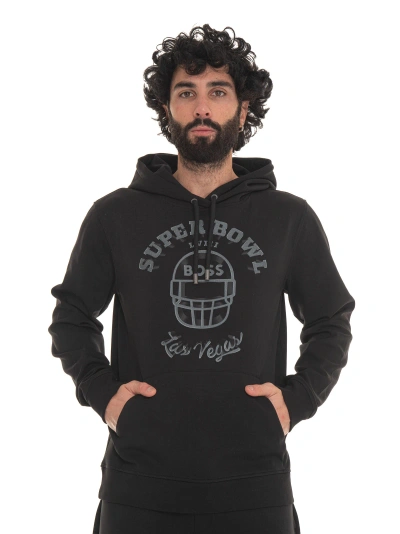 Hugo Boss W-receiver-nfl Sweatshirt With Hood In Black
