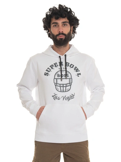 Hugo Boss W-receiver-nfl Sweatshirt With Hood In White