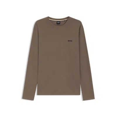 Hugo Boss Waffle-structured Pajama T-shirt In Cotton In Green