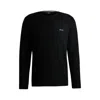 Hugo Boss Long-sleeved T-shirt In Stretch Cotton With Logo Detail In Black